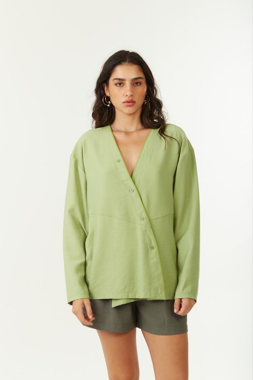 Blazer Zinco Ajustado Manga Longa Padrão Verde