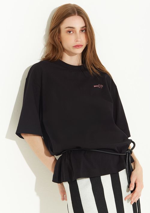 Camiseta Zinco Oversized Decote Careca Manga Curta Padrão Preto