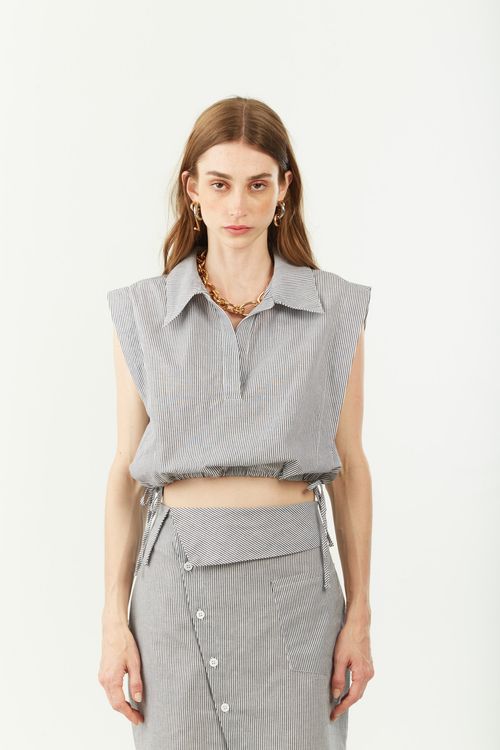 Regata Zinco Solta Decote V Cropped Off White