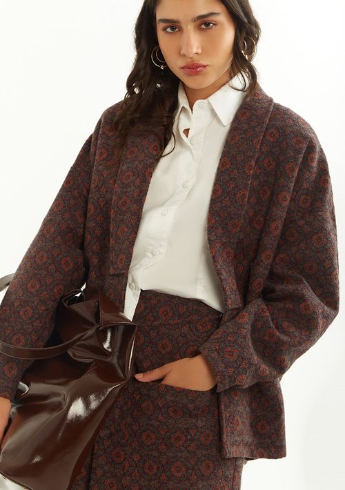 Blazer Zinco Oversized Manga Longa Alongado Cinza