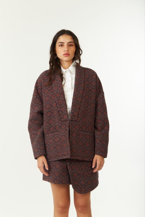Blazer Zinco Oversized Manga Longa Alongado Cinza