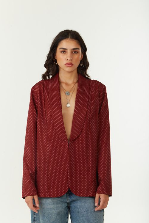 Blazer Zinco Oversized Manga Longa Alongado Bordo