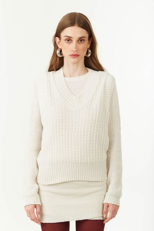 Colete Zinco Solto Sem Manga Padrão Off White