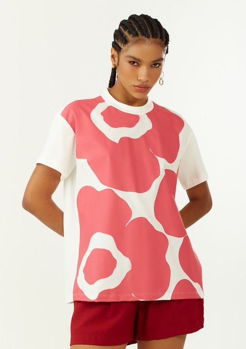 Camiseta Zinco Oversized Decote Careca Manga Curta Alongada Off White