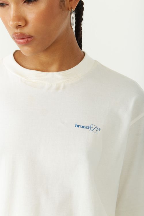 Camiseta Zinco Oversized Decote Careca Manga Curta Padrão Off White