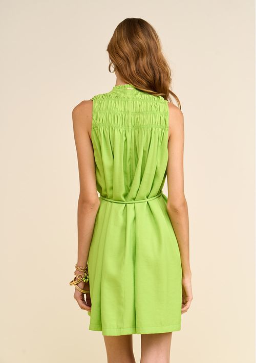 Vestido Zinco Solto Gola Alta Sem Manga Curto Verde