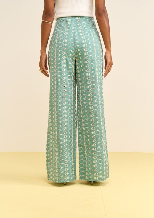 Calça Zinco Pantalona Alta Verde