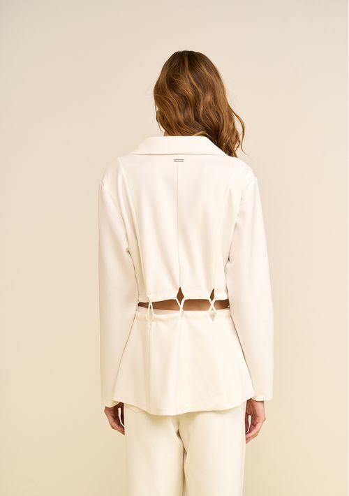 Blazer Zinco Solto Manga Longa Alongado Off White