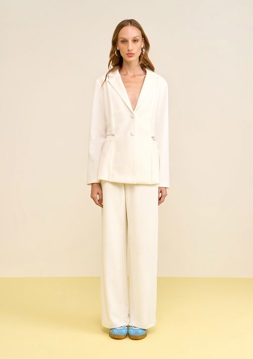 Blazer Zinco Solto Manga Longa Alongado Off White