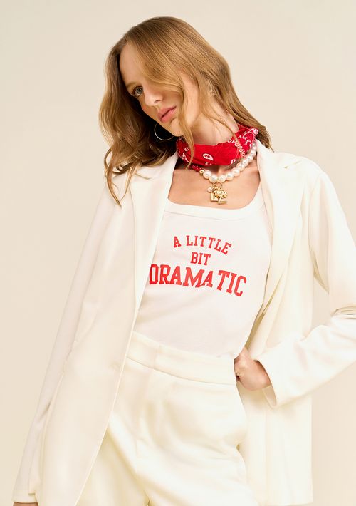 Regata Zinco Ajustada Decote Careca Padrão Off White