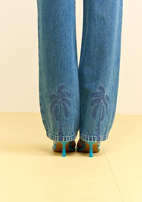 Calça Zinco Reta Alta Azul