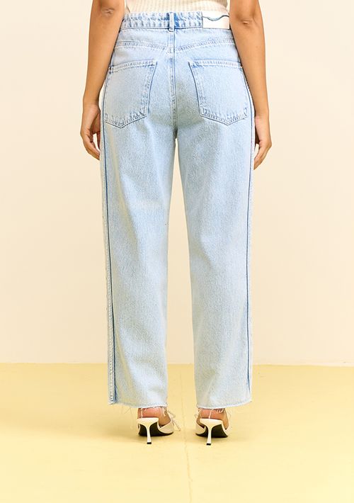 Calça Zinco Reta Alta Azul