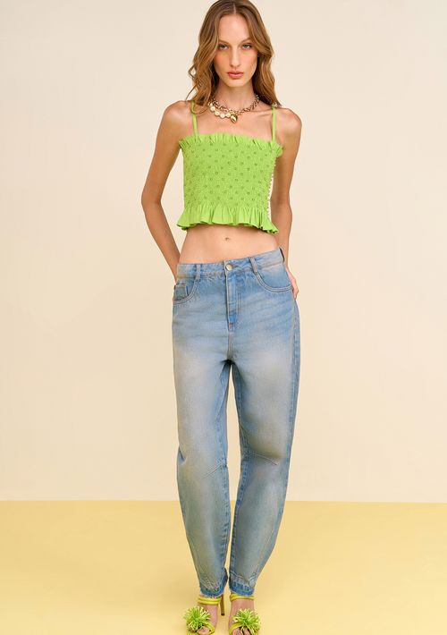 Calça Zinco Cenoura Alta Azul