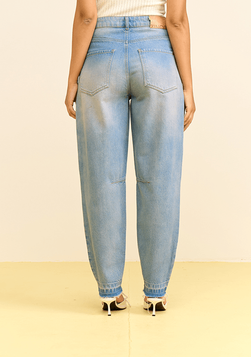 Calça Zinco Cenoura Alta Azul