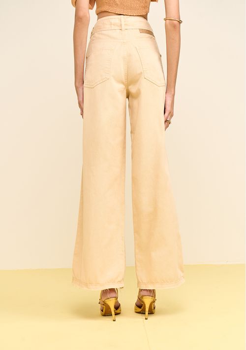 Calça Zinco Pantalona Alta Bege