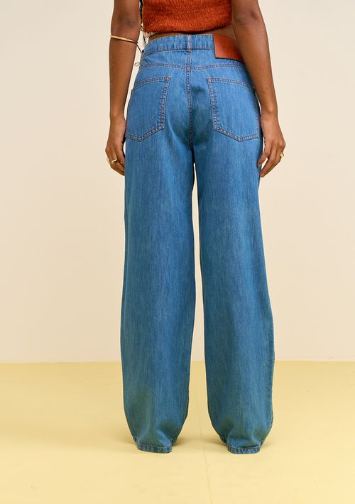 Calça Zinco Wide Alta Azul