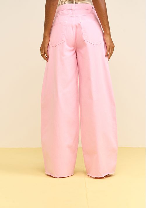 Calça Zinco Pantalona Alta Rosa