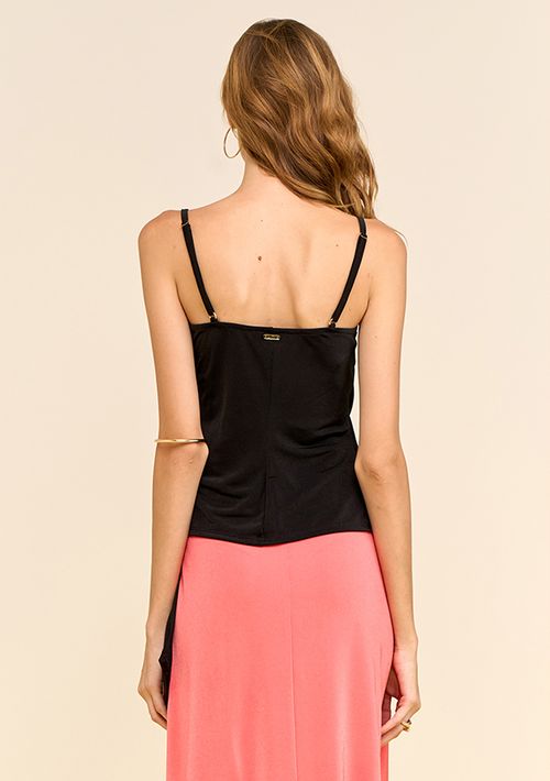 Regata Zinco Ajustada Decote Quadrado Padrão Preto