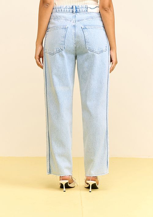 Calça Zinco Reta Alta Azul