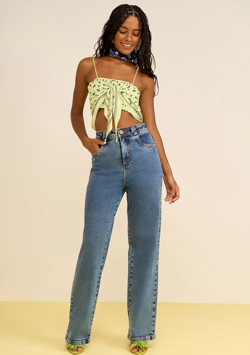 Calça Zinco Wide Alta Azul