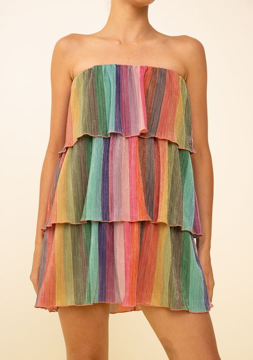 Vestido Zinco Solto Decote Reto Sem Alça Curto Laranja