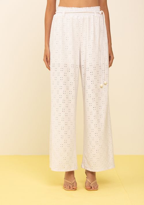 Calça Zinco Pantalona Alta Off White