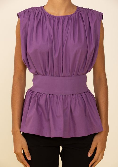 Regata Zinco Ajustada Decote Canoa Padrão Roxo