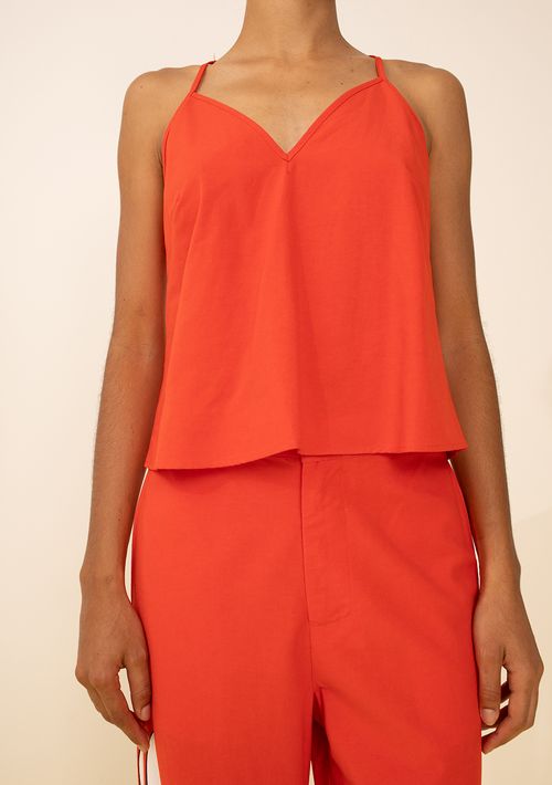 Regata Zinco Solta Decote V Padrão Vermelho