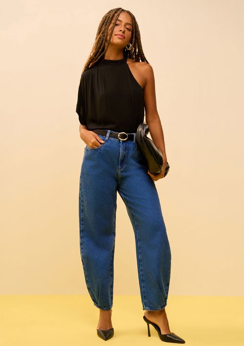 Calça Zinco Mom Alta Azul