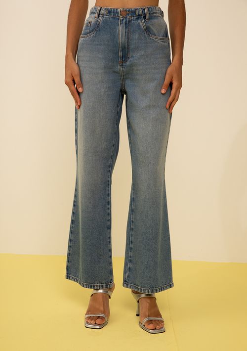 Calça Zinco Reta Alta Azul