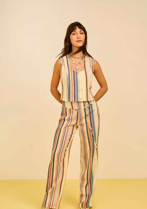 Calça Zinco Reta Média Amarelo