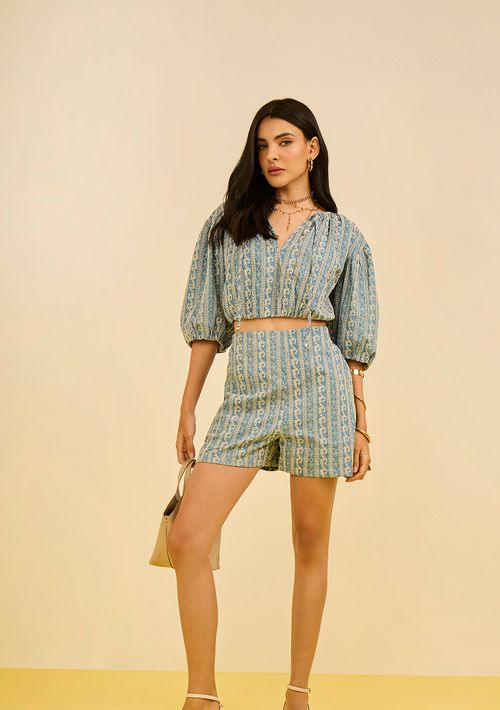 Shorts Zinco Reto Alta Azul