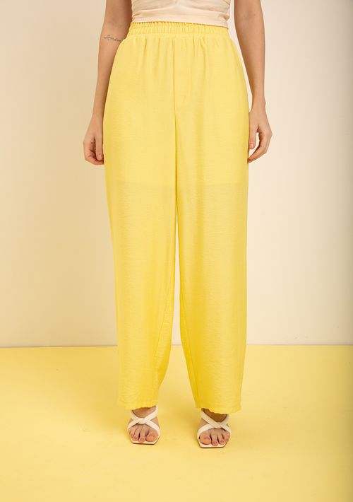 Calça Zinco Pantalona Alta Amarelo