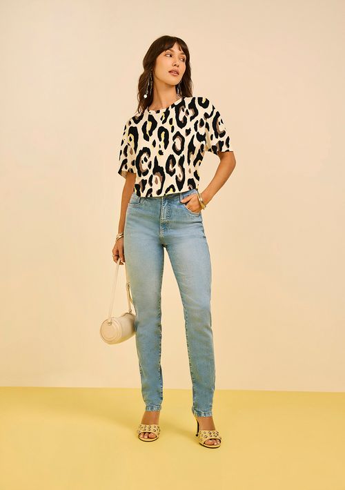 Camiseta Zinco Solta Decote Careca Manga Curta Padrão Off White