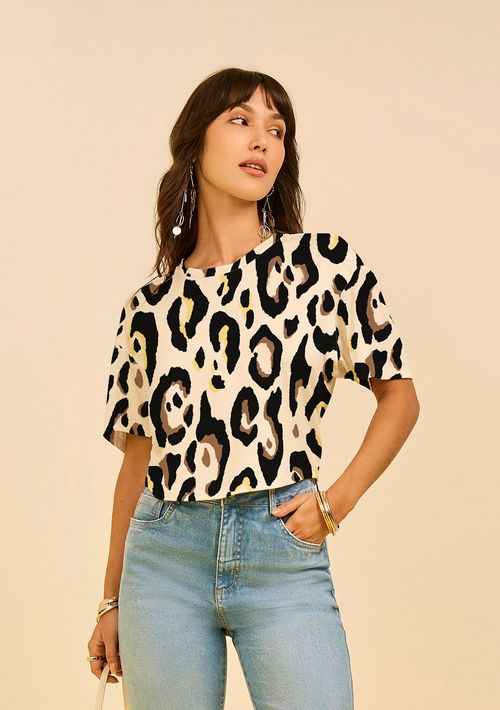 Camiseta Zinco Solta Decote Careca Manga Curta Padrão Off White