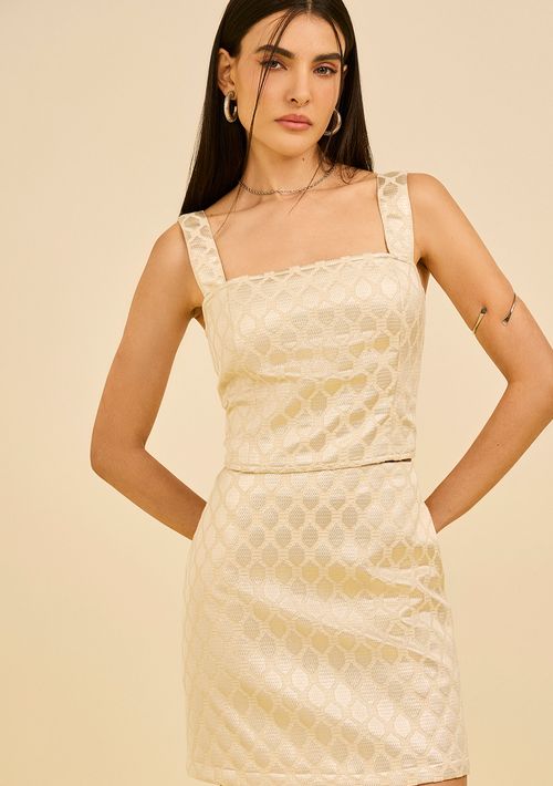 Top Zinco Decote Reto Alça Larga Off White