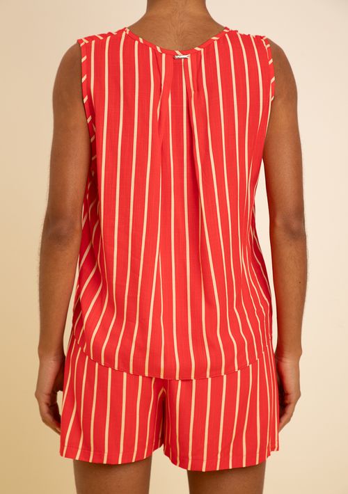 Regata Zinco Solta Decote V Padrão Vermelho