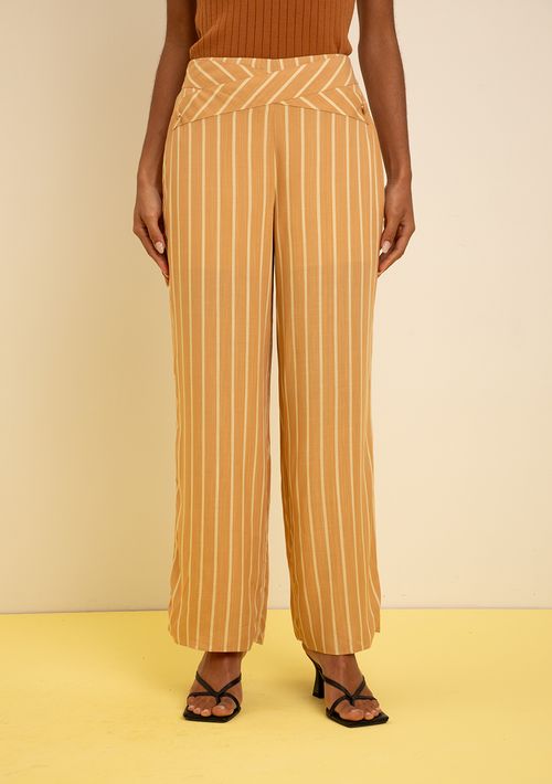 Calça Zinco Pantalona Alta Marrom