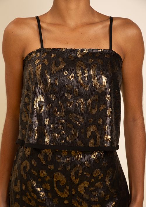 Top Zinco Decote Reto Alça Fina Preto