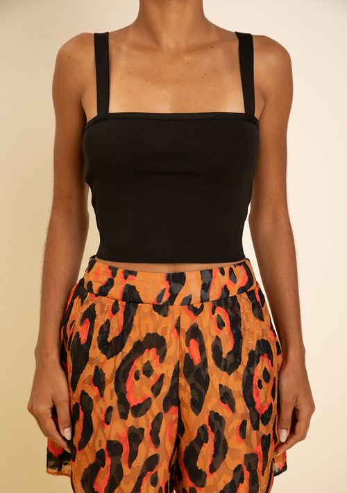 Top Zinco Decote Reto Alça Fina Preto