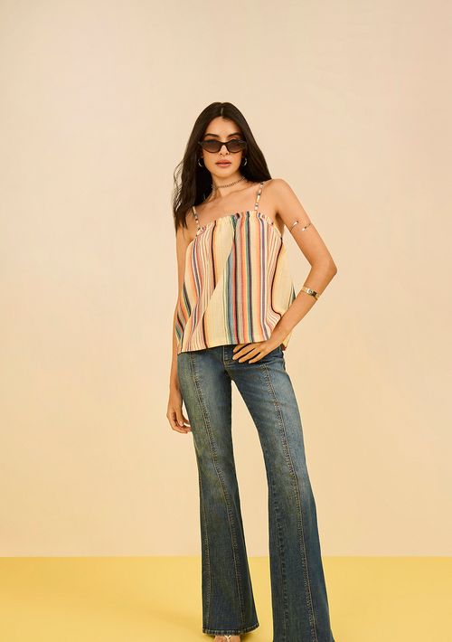 Calça Zinco Flare Alta Azul