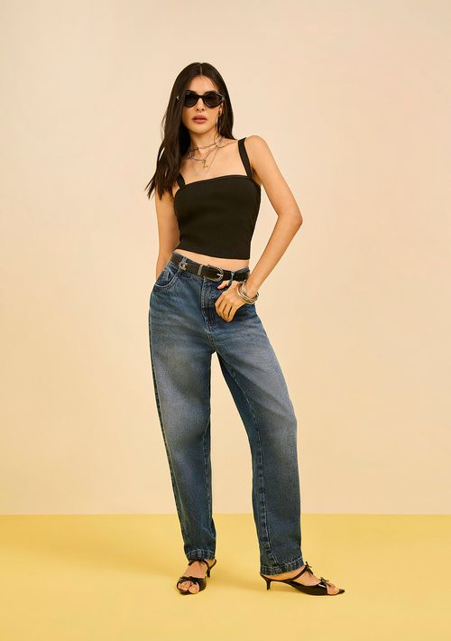 Calça Zinco Mom Alta Azul