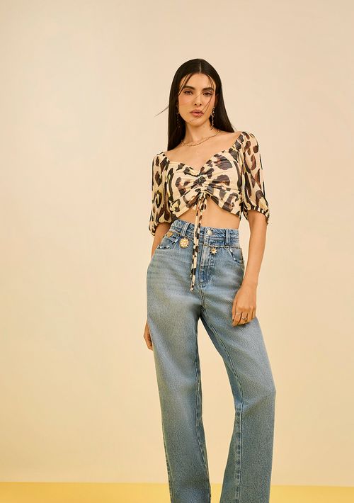 Calça Zinco Reta Média Azul