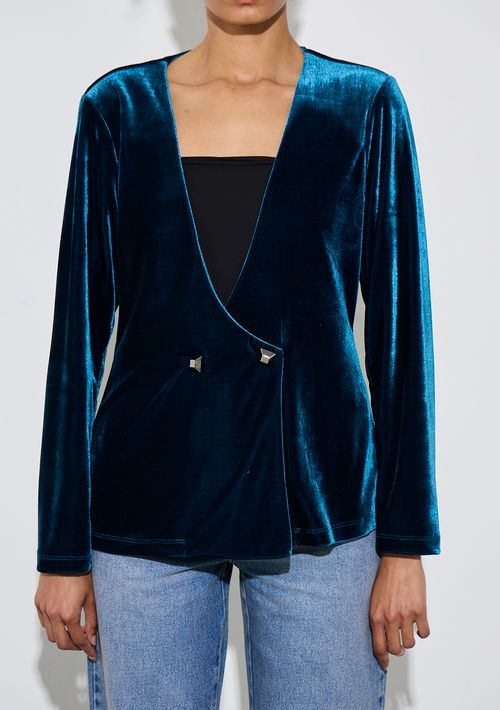 Casaco Zinco Solto Manga Longa Padrão Verde