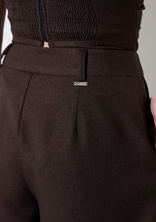 Bermuda Zinco Reta Alta Marrom