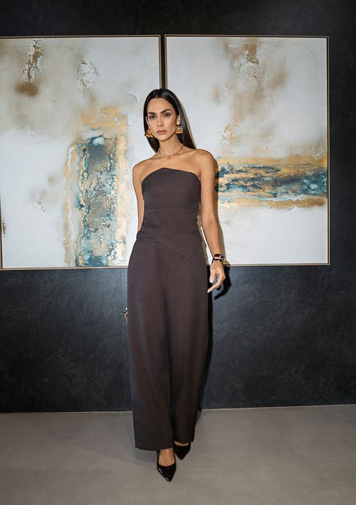 Calça Zinco Pantalona Alta Marrom