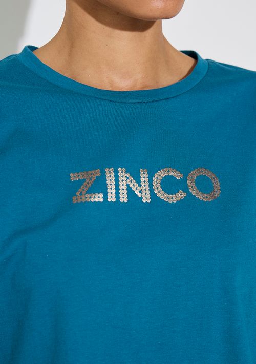 Camiseta Zinco Solta Decote Careca Manga Curta Padrão Verde