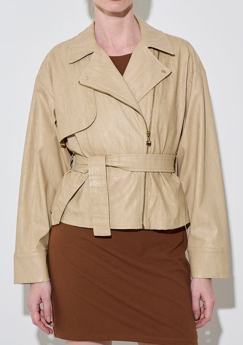 Jaqueta Zinco Oversized Manga Longa Padrão Marrom