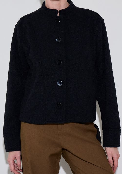 Casaco Zinco Ajustado Manga Longa Padrão Preto