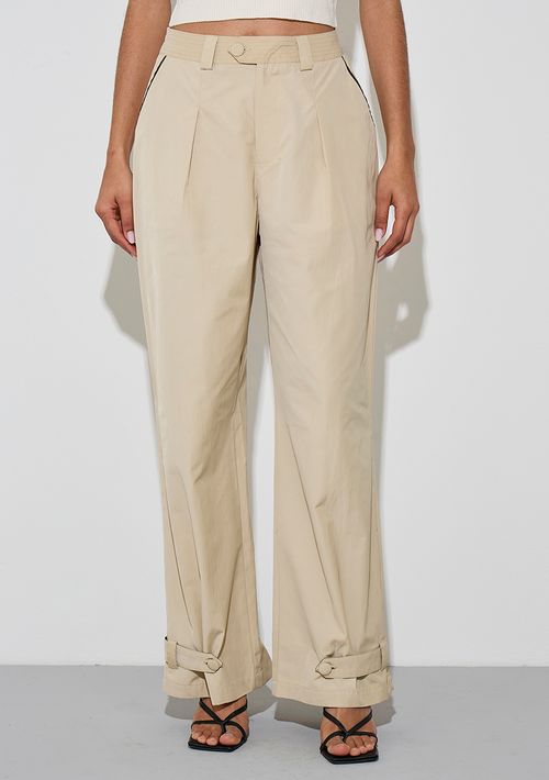 Calça Zinco Pantalona Alta Bege